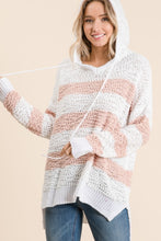 Load image into Gallery viewer, Reborn J Full Size High-Low Striped Popcorn Hoodie Sweater - Also in Plus