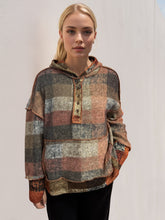 Load image into Gallery viewer, Double Take Full Size Plaid Dropped Shoulder Hoodie