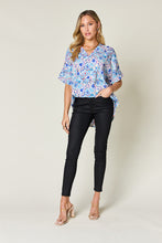 Load image into Gallery viewer, Double Take Full Size Printed V-Neck Short Sleeve Blouse