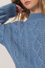 Load image into Gallery viewer, HYFVE Cable-Knit Mock Neck Dropped Shoulder Sweater