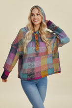 Load image into Gallery viewer, Double Take Full Size Plaid Dropped Shoulder Hoodie