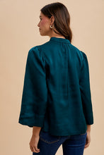 Load image into Gallery viewer, Annie Wear Satin Notched Three-Quarter Sleeve Blouse