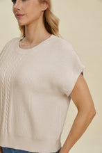 Load image into Gallery viewer, Double Take Full Size Cable-Knit Round Neck Short Sleeve Sweater