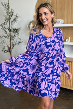 Load image into Gallery viewer, Double Take Full Size Printed Ruffle Hem Long Sleeve Dress