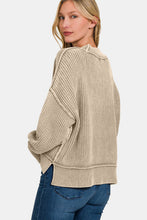 Load image into Gallery viewer, Zenana Exposed Seam Round Neck Dropped Shoulder Sweater