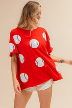 Load image into Gallery viewer, BiBi Sequin Baseball Drop Shoulder Short Sleeve T-Shirt