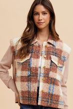 Load image into Gallery viewer, Faux Fur Plaid Button Up Jacket