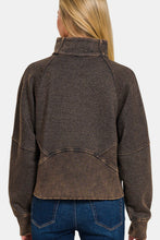 Load image into Gallery viewer, Zenana Acid Washed Half Zip Fleece Sweatshirt