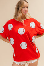 Load image into Gallery viewer, BiBi Sequin Baseball Drop Shoulder Short Sleeve T-Shirt