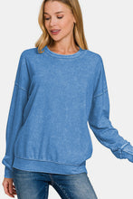 Load image into Gallery viewer, Zenana Washed Round Neck Dropped Shoulder Sweatshirt