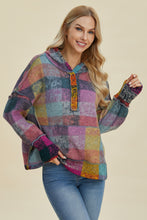 Load image into Gallery viewer, Double Take Full Size Plaid Dropped Shoulder Hoodie