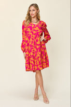 Load image into Gallery viewer, Double Take Full Size Printed Ruffle Hem Long Sleeve Dress