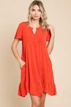 Load image into Gallery viewer, Culture Code Full Size Notched Short Sleeve Dress