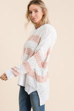 Load image into Gallery viewer, Reborn J Full Size High-Low Striped Popcorn Hoodie Sweater - Also in Plus