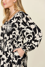 Load image into Gallery viewer, Double Take Full Size Printed Ruffle Hem Long Sleeve Dress