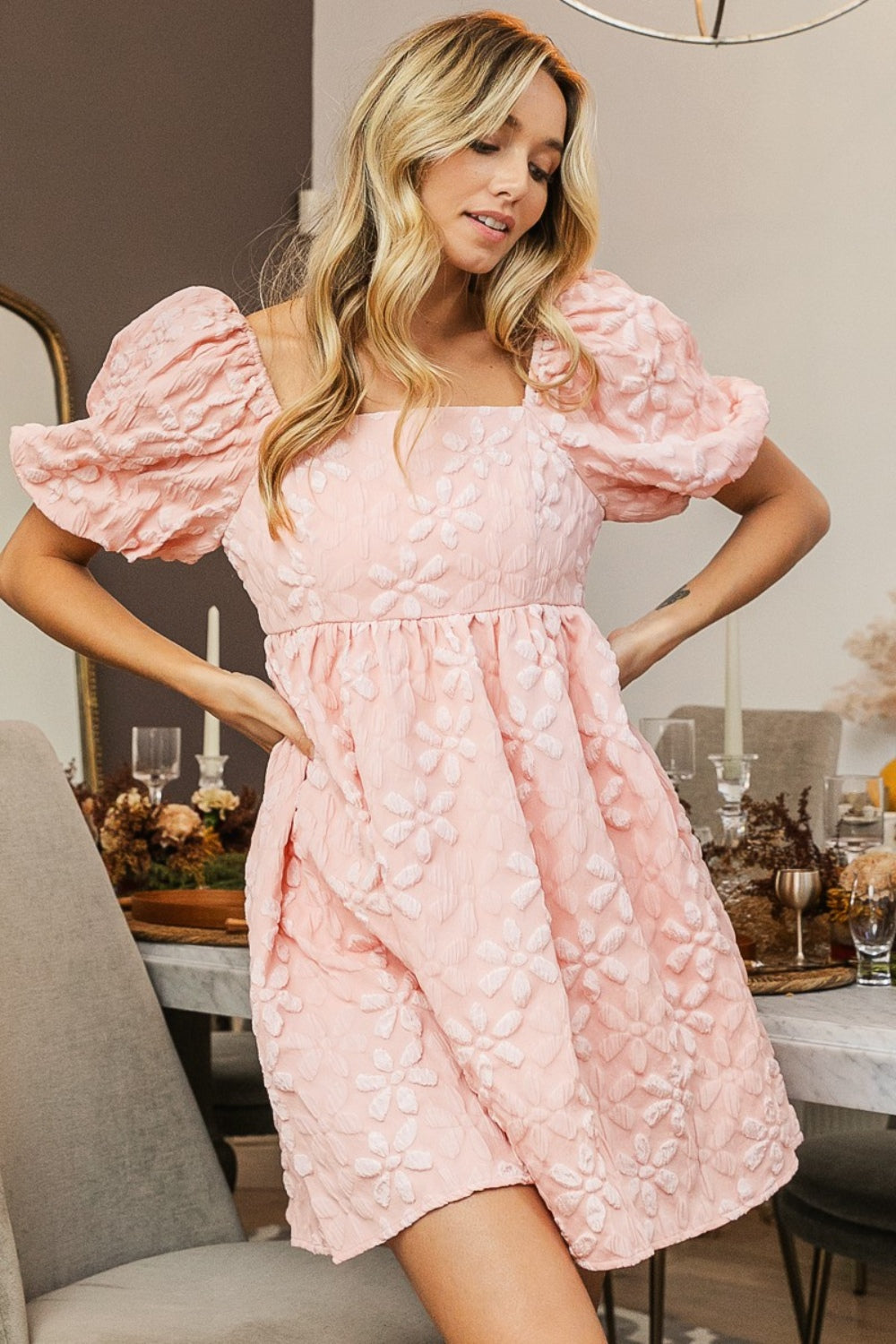 pink square neck puff sleeve dress Maeve Puff-Sleeve Square-Neck Mini Dress Pink Size XXS Nwot $148