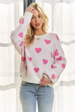 Load image into Gallery viewer, ADORA Heart Round Neck Drop Shoulder Sweater