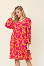 Load image into Gallery viewer, Double Take Full Size Printed Ruffle Hem Long Sleeve Dress