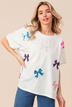 Load image into Gallery viewer, BiBi Sequin Bow Patch Short Sleeve T-Shirt