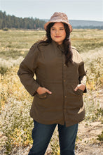 Load image into Gallery viewer, Plus Size Glossy Drawstring Hem Button-down Coach Jacket