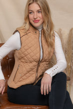 Load image into Gallery viewer, Suede Piping Quilted Padding Vest