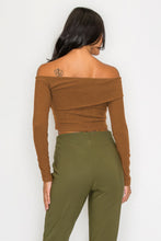 Load image into Gallery viewer, Bardot ribbed long sleeve crop top