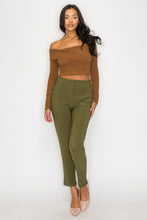 Load image into Gallery viewer, Bardot ribbed long sleeve crop top