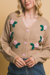 Mid cropped flower cardigan