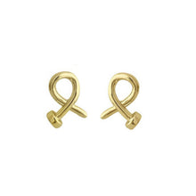 Load image into Gallery viewer, Gold plated crossed nail head stud earring