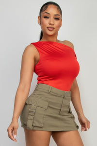 One-shoulder Twisted Detail Silky Top