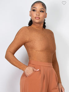 Shimmer Mock Neck Bodysuit