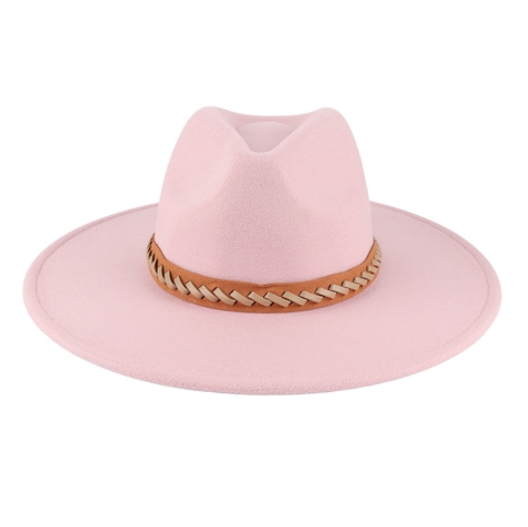 Pink Braided Brim Hat