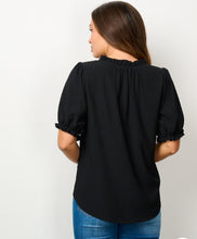 Load image into Gallery viewer, Black Puff Blouse Top
