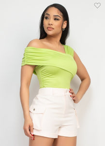 Lime One Shoulder Bodysuit