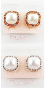 Pearl Stone Clip On Earrings