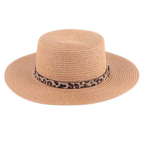 Leopard Trim Panama Hat