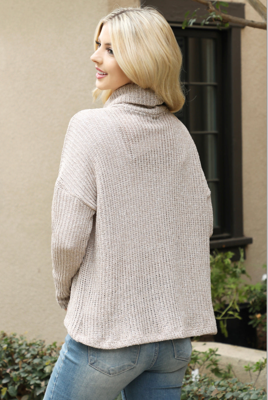 Taupe cowl clearance neck sweater