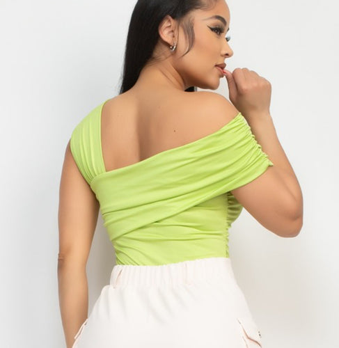 Lime One Shoulder Bodysuit