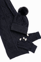 Load image into Gallery viewer, Jane Frost Beanie, Glove, and Scarf Set In Black - Gift Idea