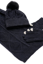 Load image into Gallery viewer, Jane Frost Beanie, Glove, and Scarf Set In Black - Gift Idea