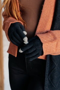 Jane Frost Beanie, Glove, and Scarf Set In Black - Gift Idea