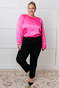 Not Exaggerating Satin Puff Sleeve Blouse - Also in Plus