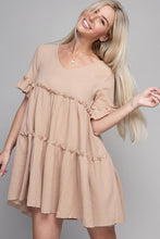 Load image into Gallery viewer, V neck Solid Ruffle Hem Dress