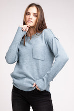 Load image into Gallery viewer, Melange Hi-Low hem Round Neck Sweater