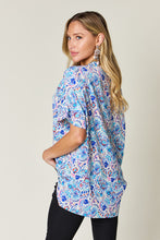 Load image into Gallery viewer, Double Take Full Size Printed V-Neck Short Sleeve Blouse