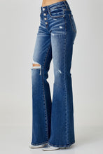 Load image into Gallery viewer, RISEN Distressed Button-Fly Flare Jeans