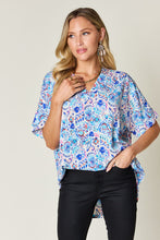 Load image into Gallery viewer, Double Take Full Size Printed V-Neck Short Sleeve Blouse