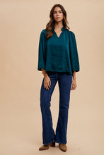 Load image into Gallery viewer, Annie Wear Satin Notched Three-Quarter Sleeve Blouse