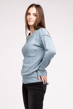 Load image into Gallery viewer, Melange Hi-Low hem Round Neck Sweater