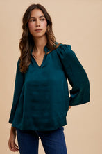 Load image into Gallery viewer, Annie Wear Satin Notched Three-Quarter Sleeve Blouse